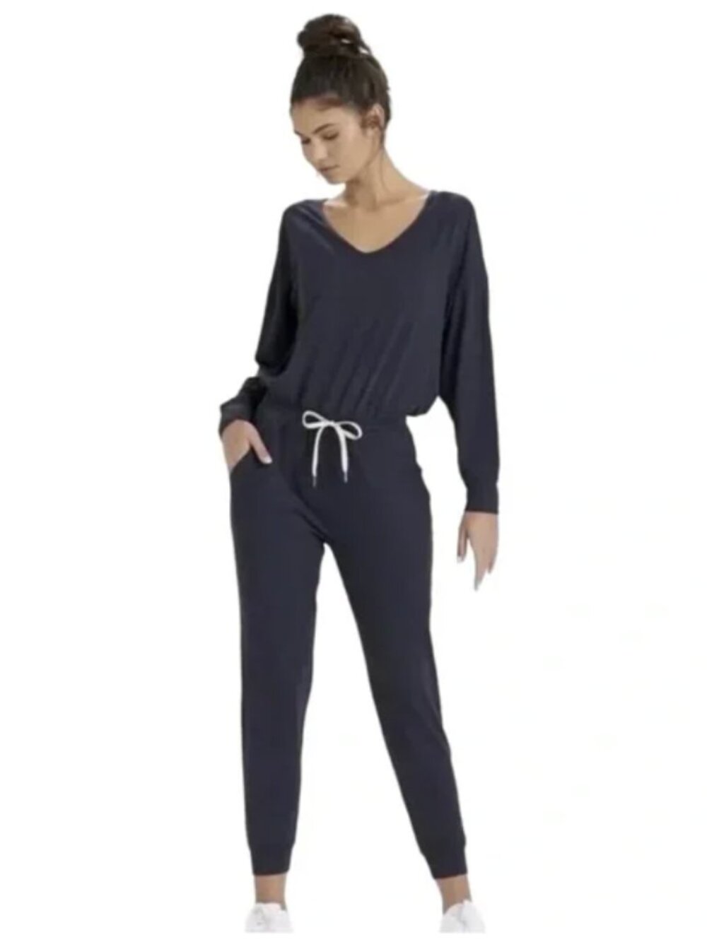 Vuori Lux Long Sleeve Jumpsuit Womens M Heather Athleisure One Piece